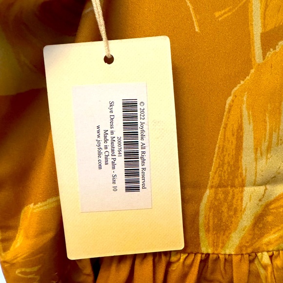 JOYFOLIE-Beautiful NWT - Skye Dress in Mustard Palm Size 10 - Picture 8 of 10
